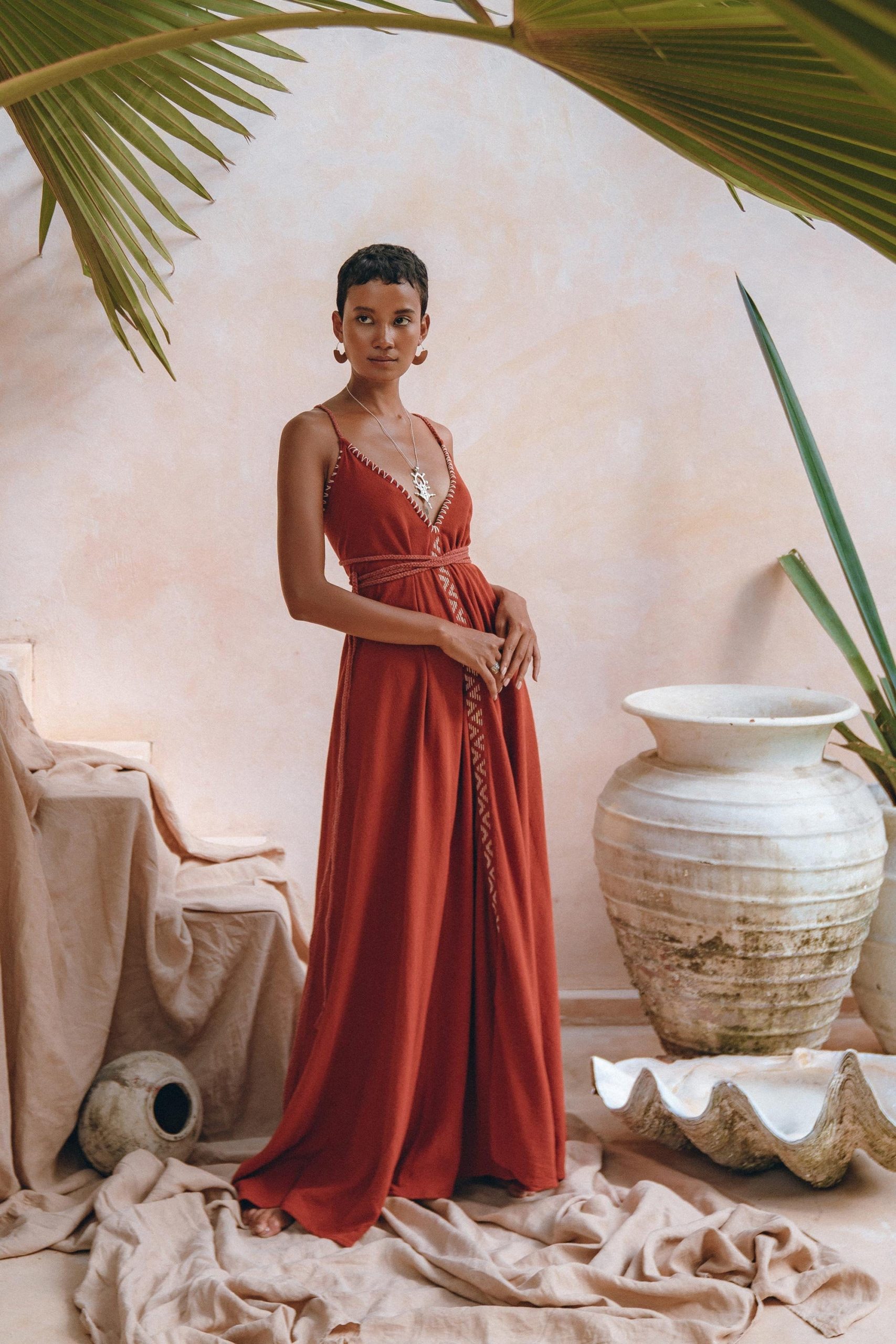 Red Boho Bridesmaid Dress Minimalist Bohemian Adjustable Maxi Red Boho Bridesmaid Dress Minimalist Bohemian Adjustable Maxi