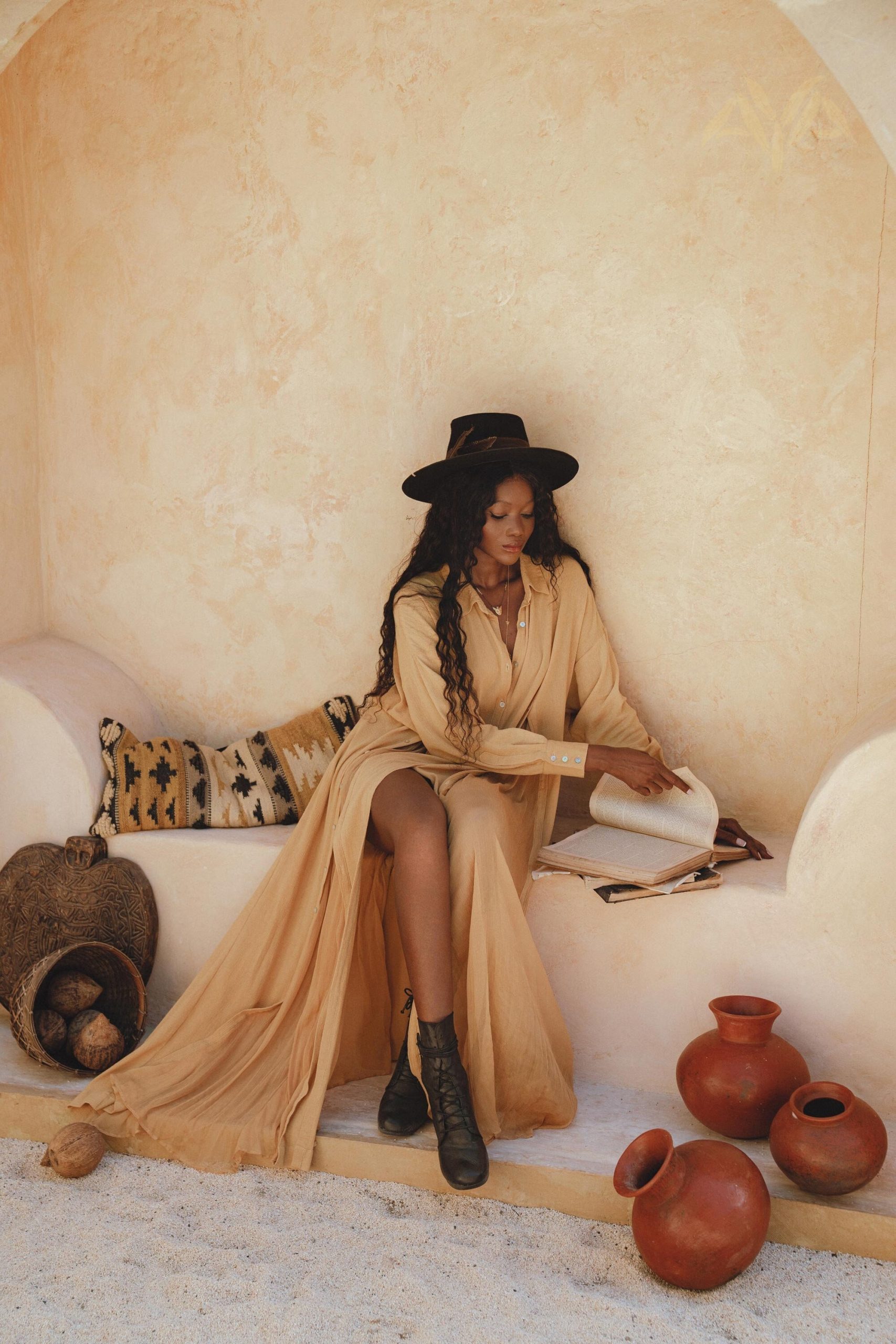 Ochre Kannika Shirt Dress Handmade Bohemian Dresses Chiffon Ochre Kannika Shirt Dress Handmade Bohemian Dresses Chiffon