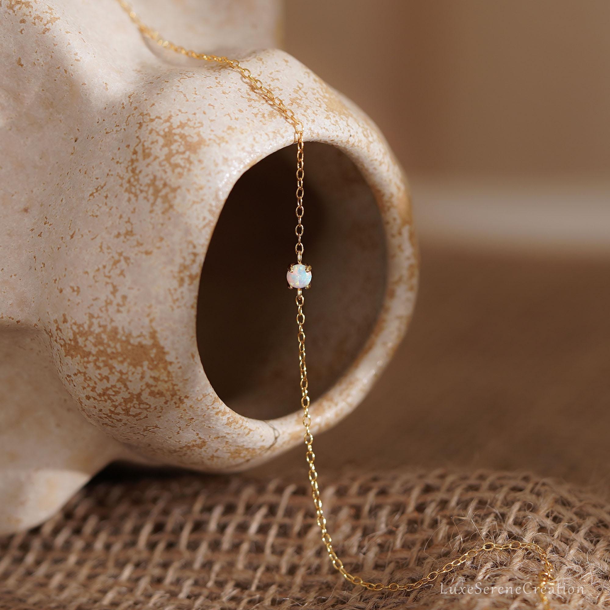 Single Opal Bracelet Sterling Silver Bead October Birthstone Single Opal Bracelet Sterling Silver Bead October Birthstone