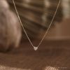Minimalist Pave Heart Necklace Sterling Silver Pendant Tiny