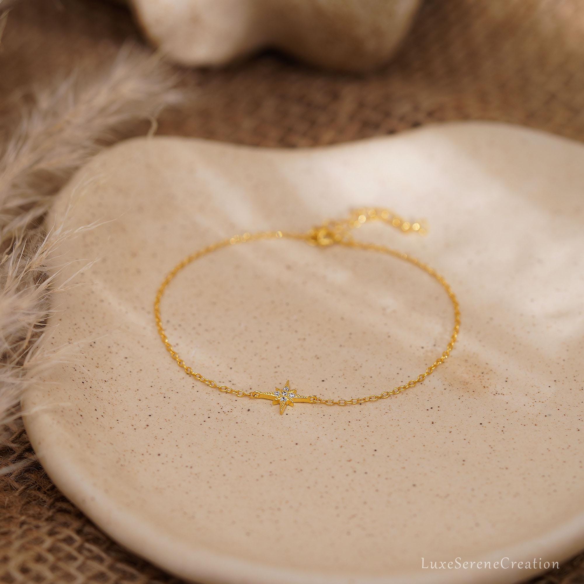 925 Sterling Silver Octagonal Star Bracelet Diamonds Delicate 925 Sterling Silver Octagonal Star Bracelet Diamonds Delicate