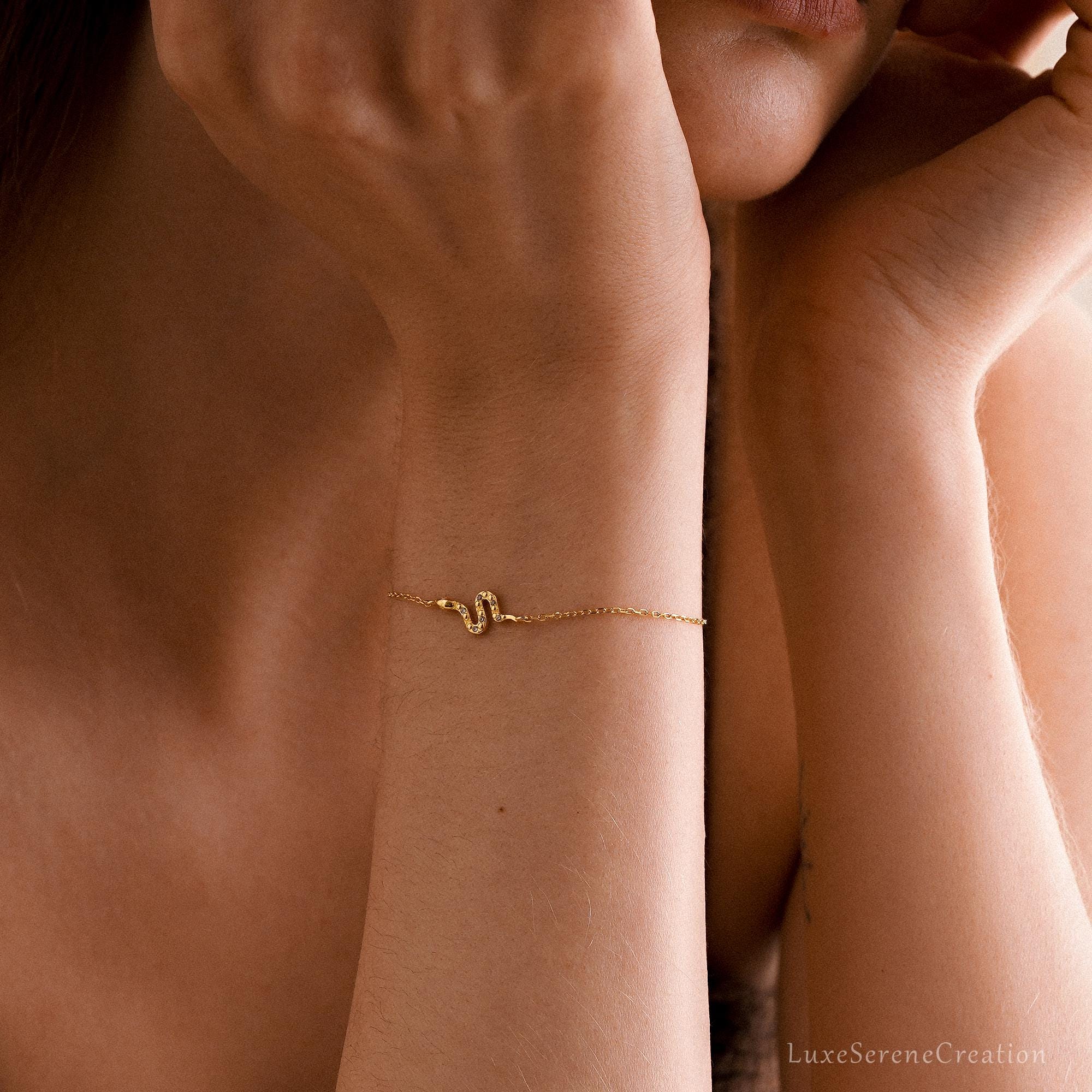18k Gold Snake Bracelets Diamond Bracelet Delicate Mom 18k Gold Snake Bracelets Diamond Bracelet Delicate Mom