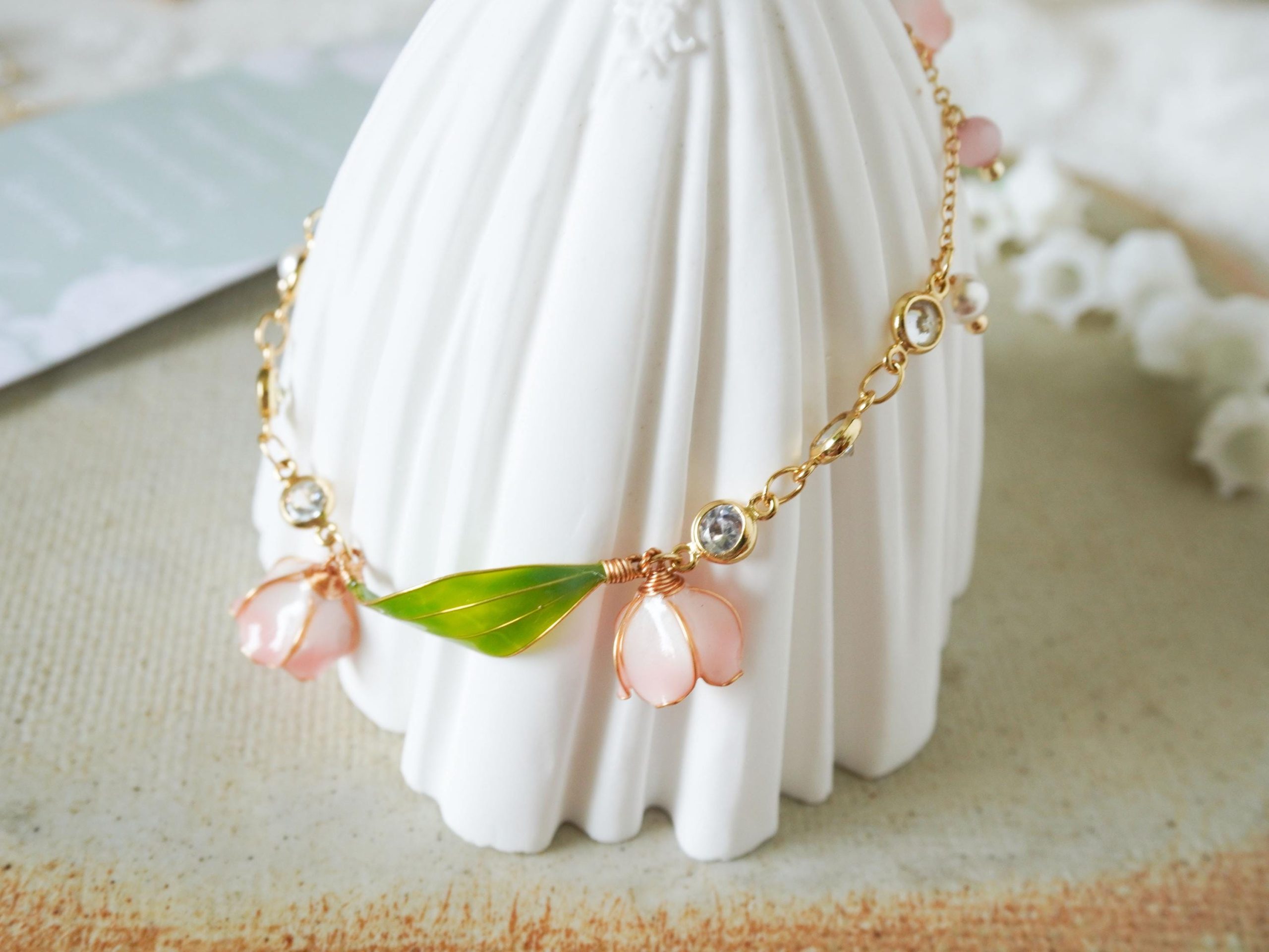 Lily Valley Flower Bracelet Original Handmade Copper Wire Lily Valley Flower Bracelet Original Handmade Copper Wire