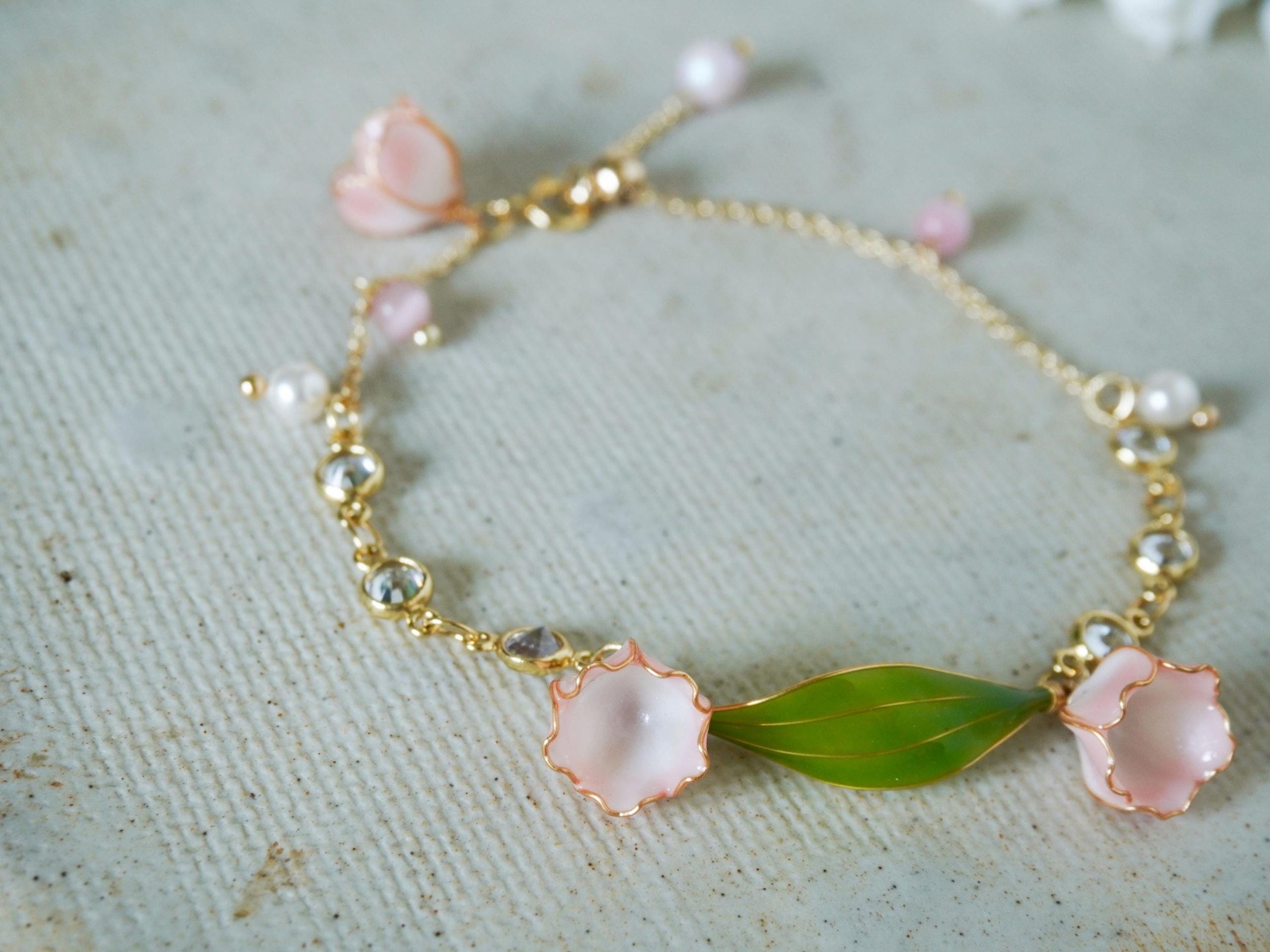 Lily Valley Flower Bracelet Original Handmade Copper Wire Lily Valley Flower Bracelet Original Handmade Copper Wire