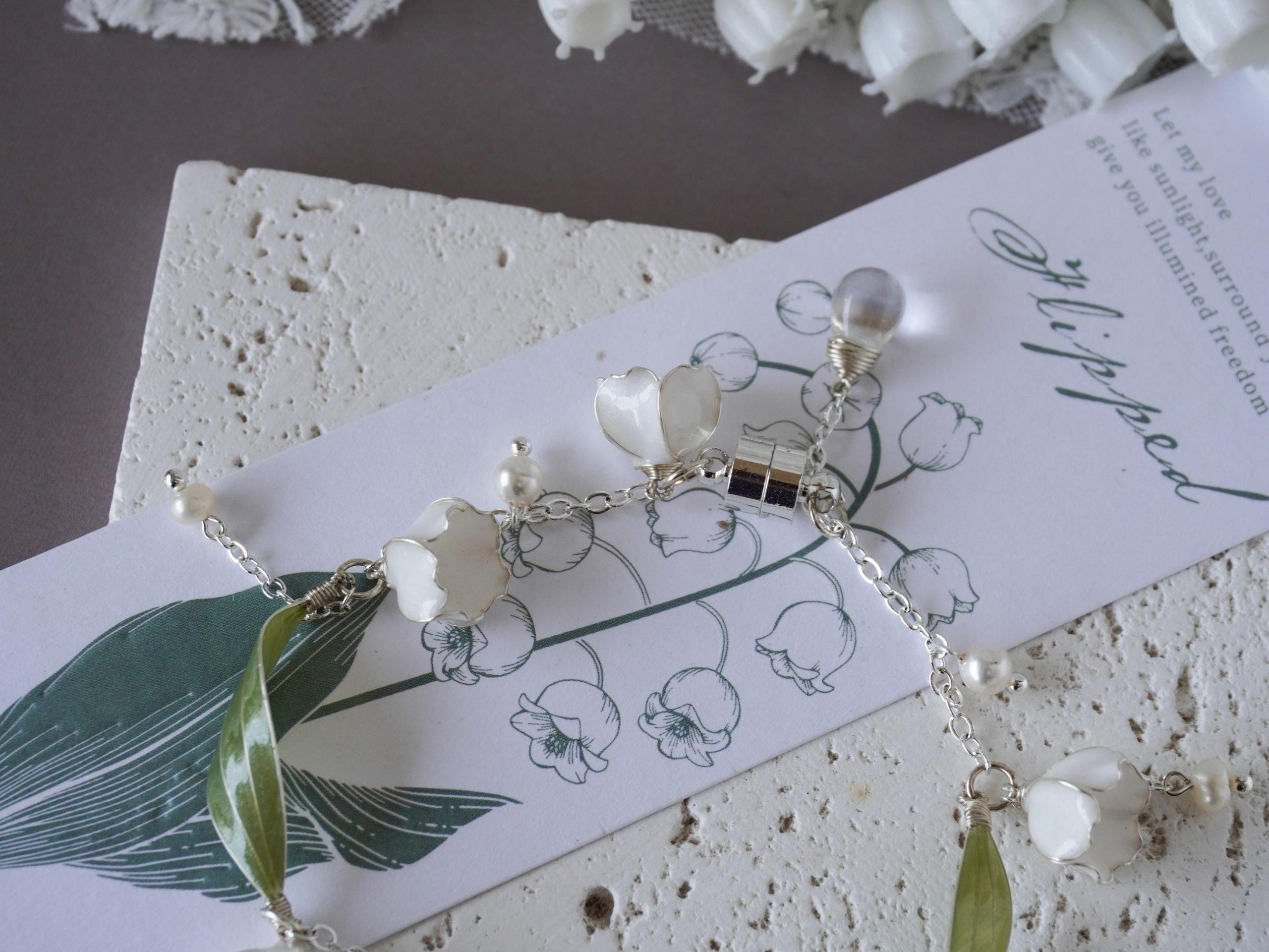 Lily Valley Bracelet Handmade Jewelry Floral Resin Wedding Lily Valley Bracelet Handmade Jewelry Floral Resin Wedding