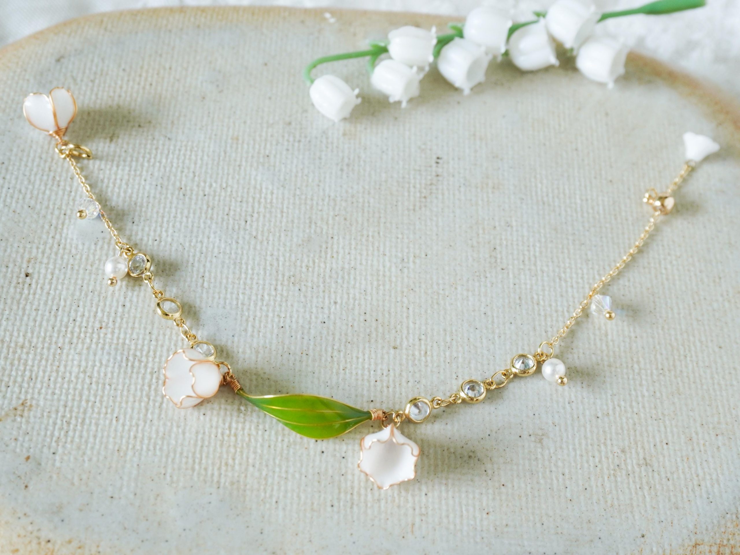 Lily Valley Flower Bracelet Original Handmade Copper Wire Lily Valley Flower Bracelet Original Handmade Copper Wire