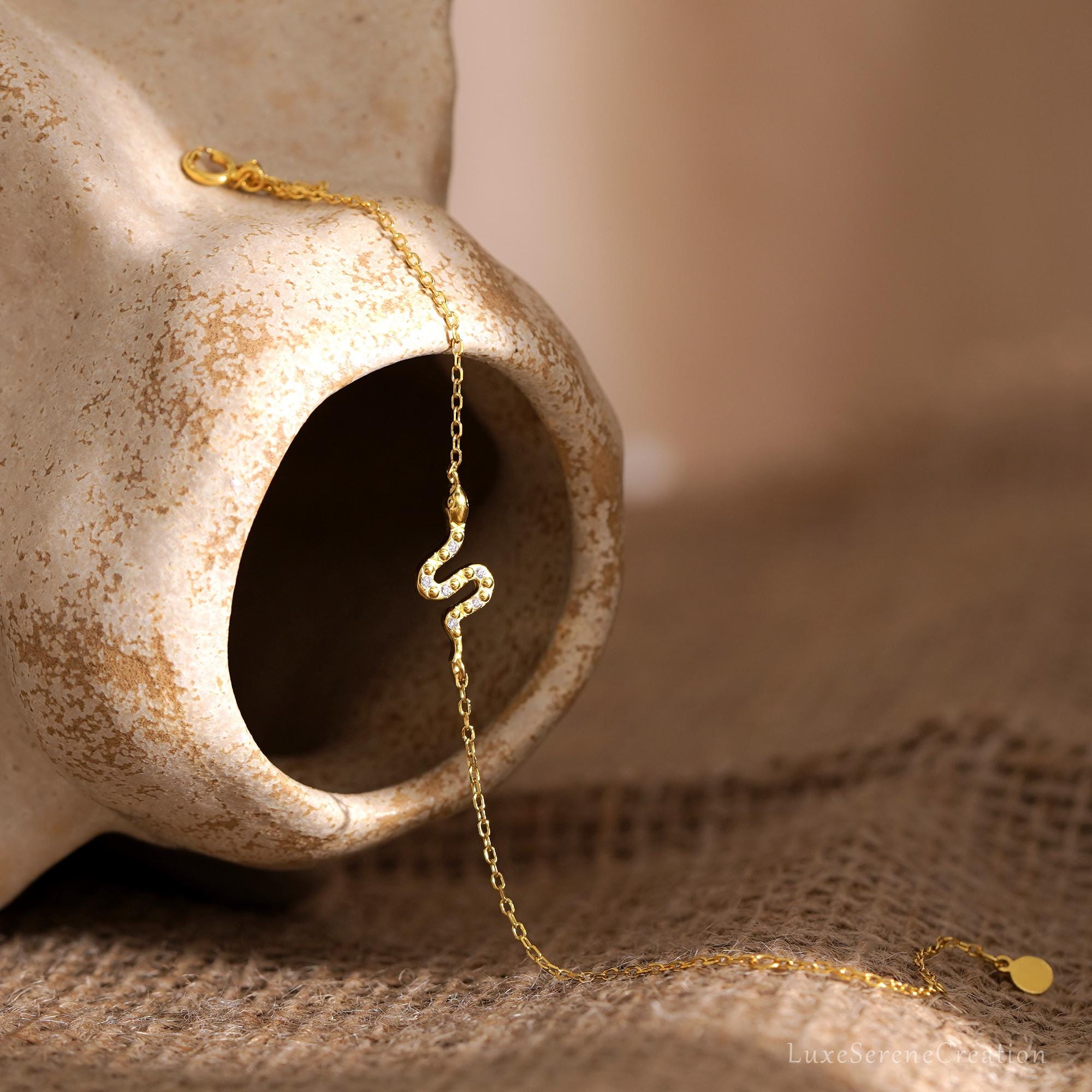 18k Gold Snake Bracelets Diamond Bracelet Delicate Mom 18k Gold Snake Bracelets Diamond Bracelet Delicate Mom